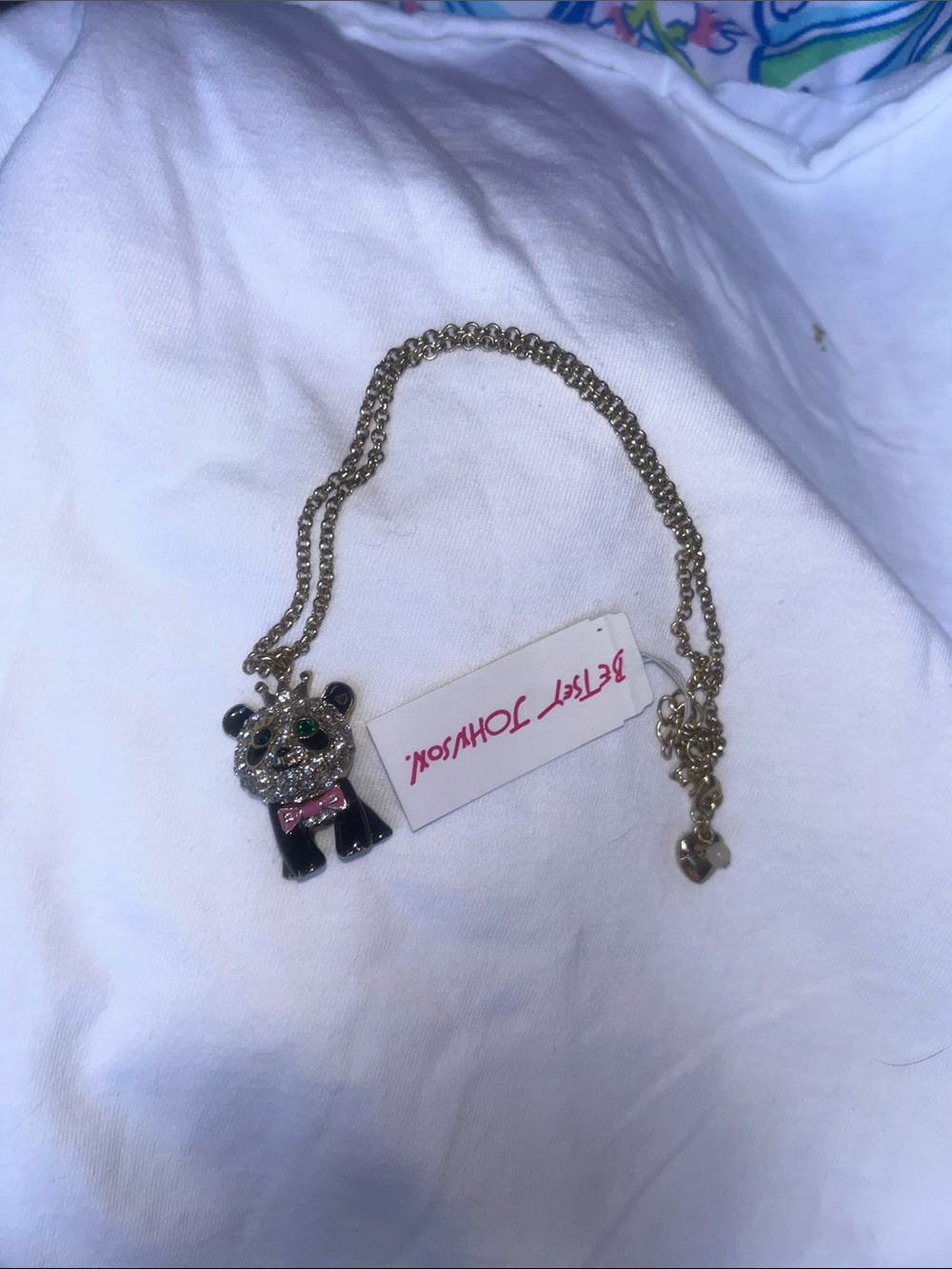 Betsey Johnson Panda Pendant Necklace - Gold, Black, Pink